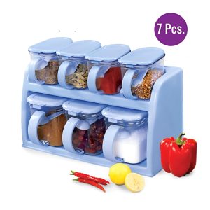 Premium Quality 2 Tier Spice Rack Set with 7 Storage Jars