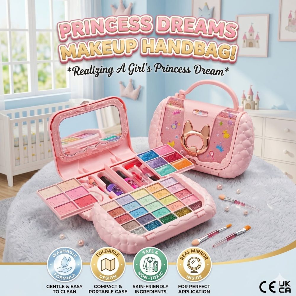 Princess Dreams Girls Beauty Makeup Kit with Mirror and Accessories - Image 2
